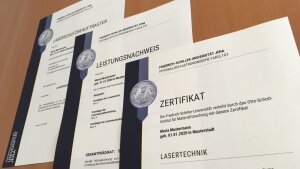 Abschlusszertifikat für das Fernstudium Lasertechnik